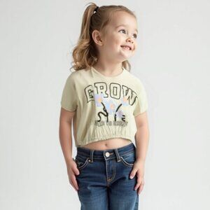 💕H&M Cream Graphic Tee with Floral Design girl 16-18